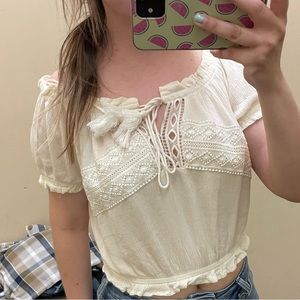 Crop Top lace beige (xs)